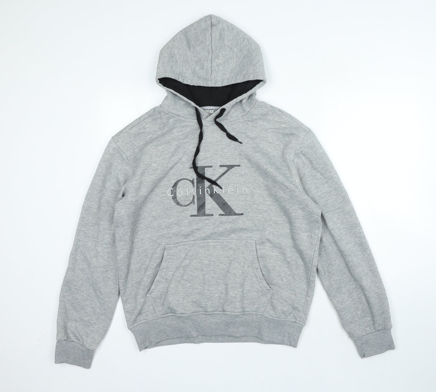 Calvin Klein Mens Grey Cotton Pullover Hoodie Size L
