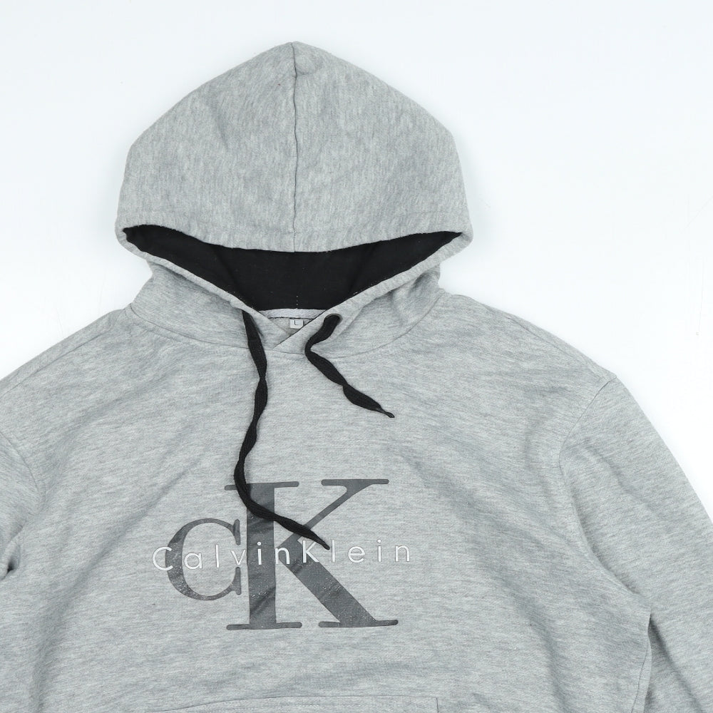 Calvin Klein Mens Grey Cotton Pullover Hoodie Size L