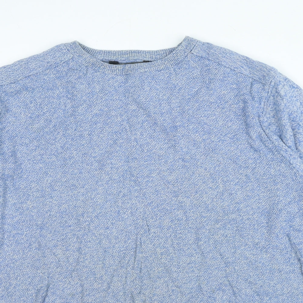 Cedar Wood State Mens Blue Crew Neck Cotton Pullover Jumper Size M
