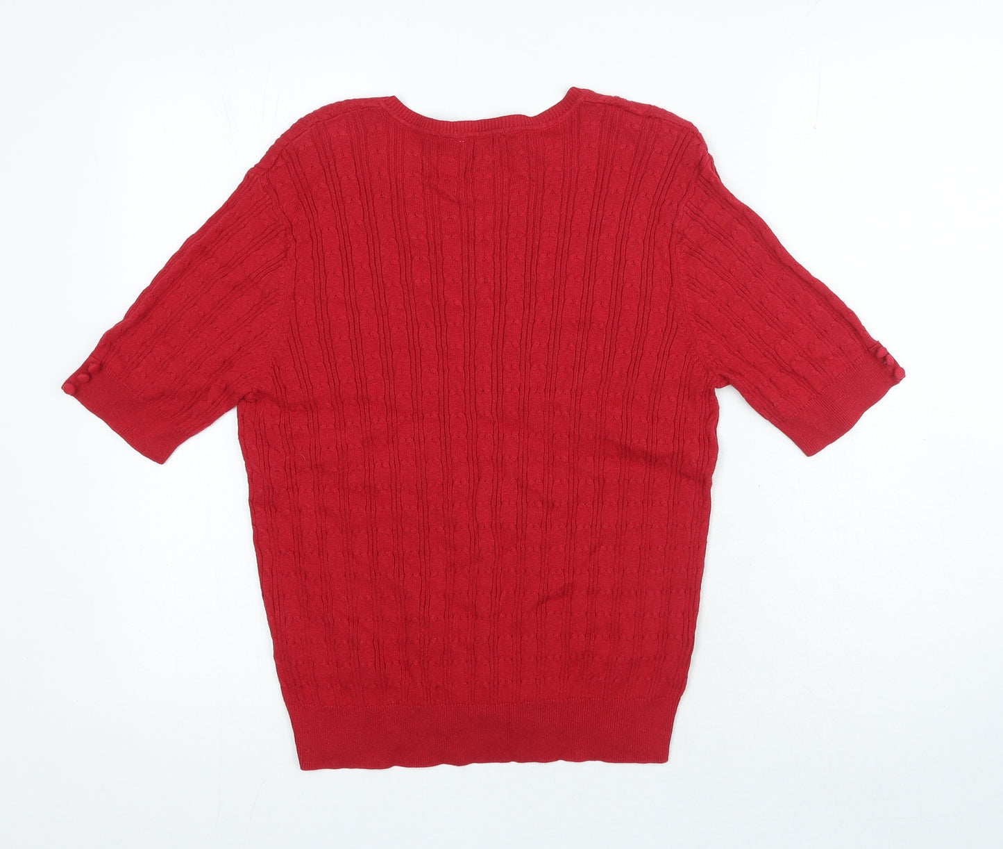 CC Womens Red V-Neck Acrylic Pullover Jumper Size L