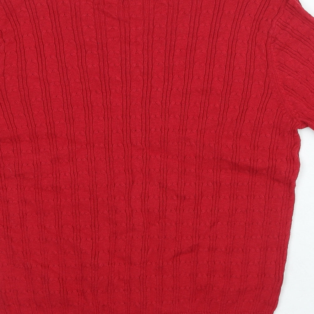CC Womens Red V-Neck Acrylic Pullover Jumper Size L