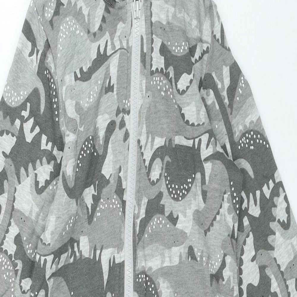 Matalan Boys Grey Geometric Cotton One Piece Size 3-4 Years Zip - Dinosaur