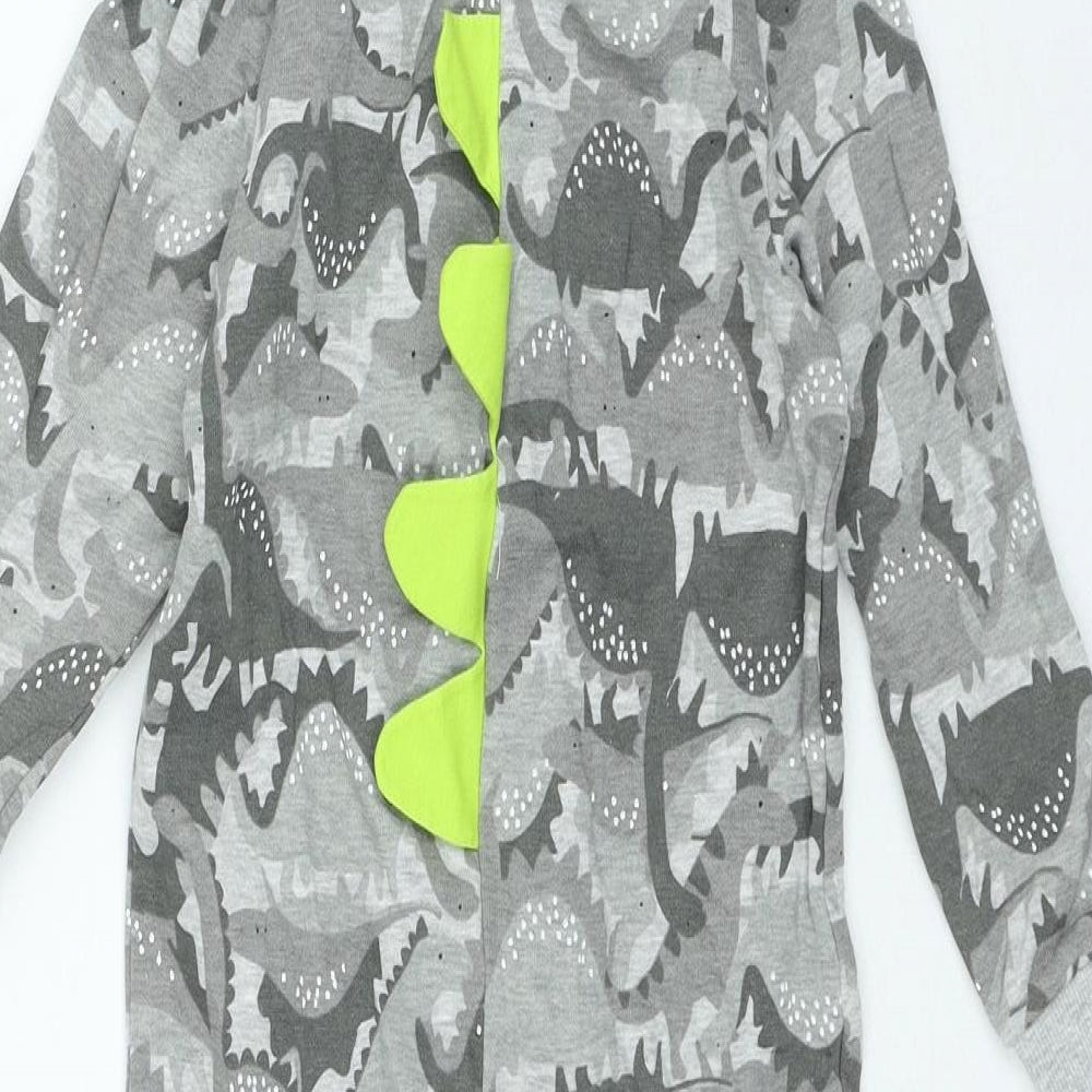 Matalan Boys Grey Geometric Cotton One Piece Size 3-4 Years Zip - Dinosaur