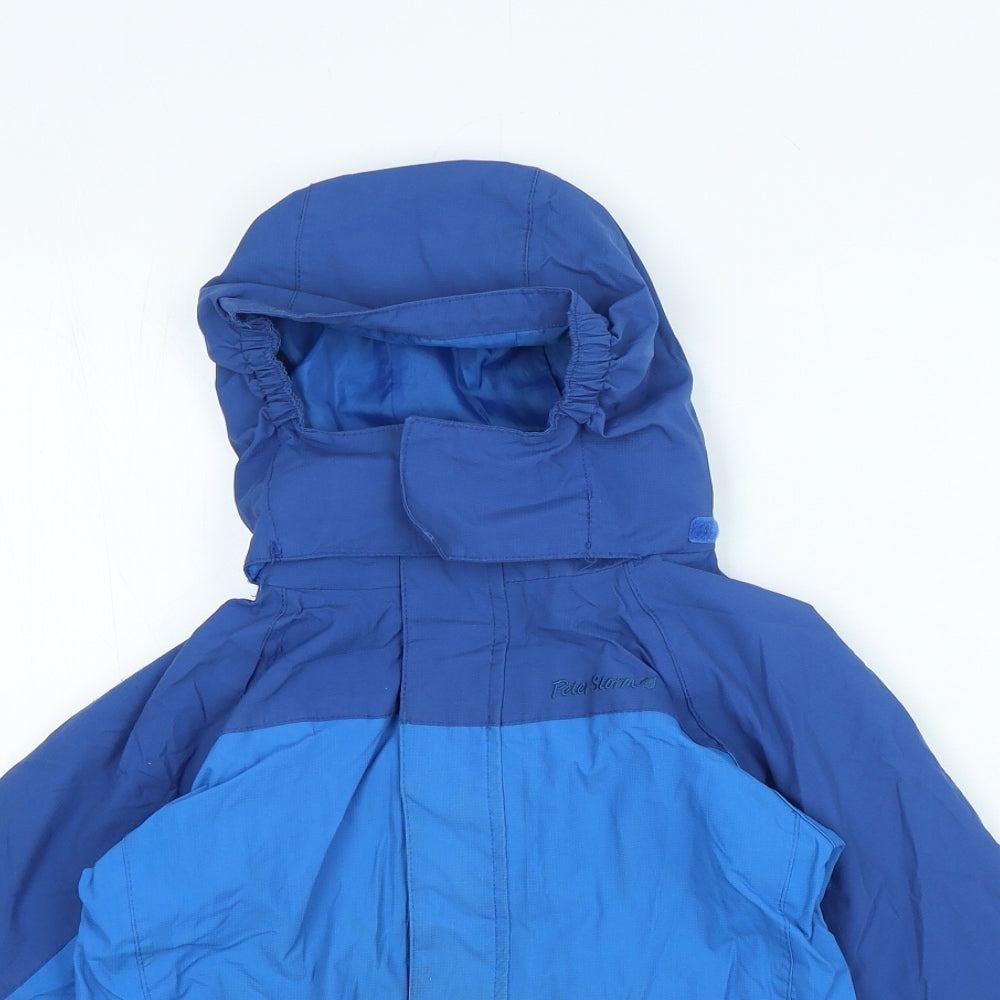 Peter Storm Boys Blue Rain Coat Coat Size 5-6 Years Zip