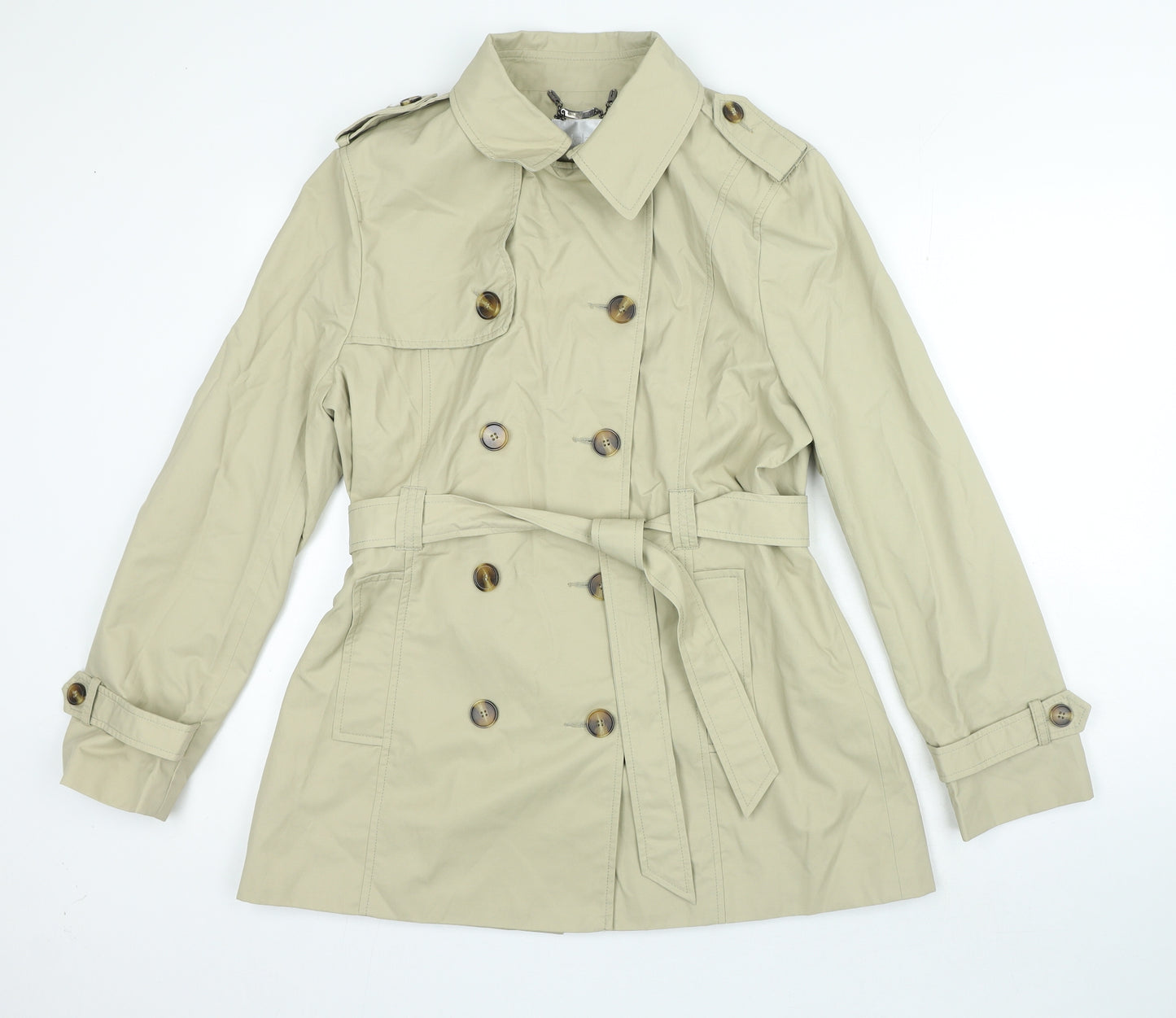 Lakeland Womens Beige Trench Coat Coat Size 16 Button