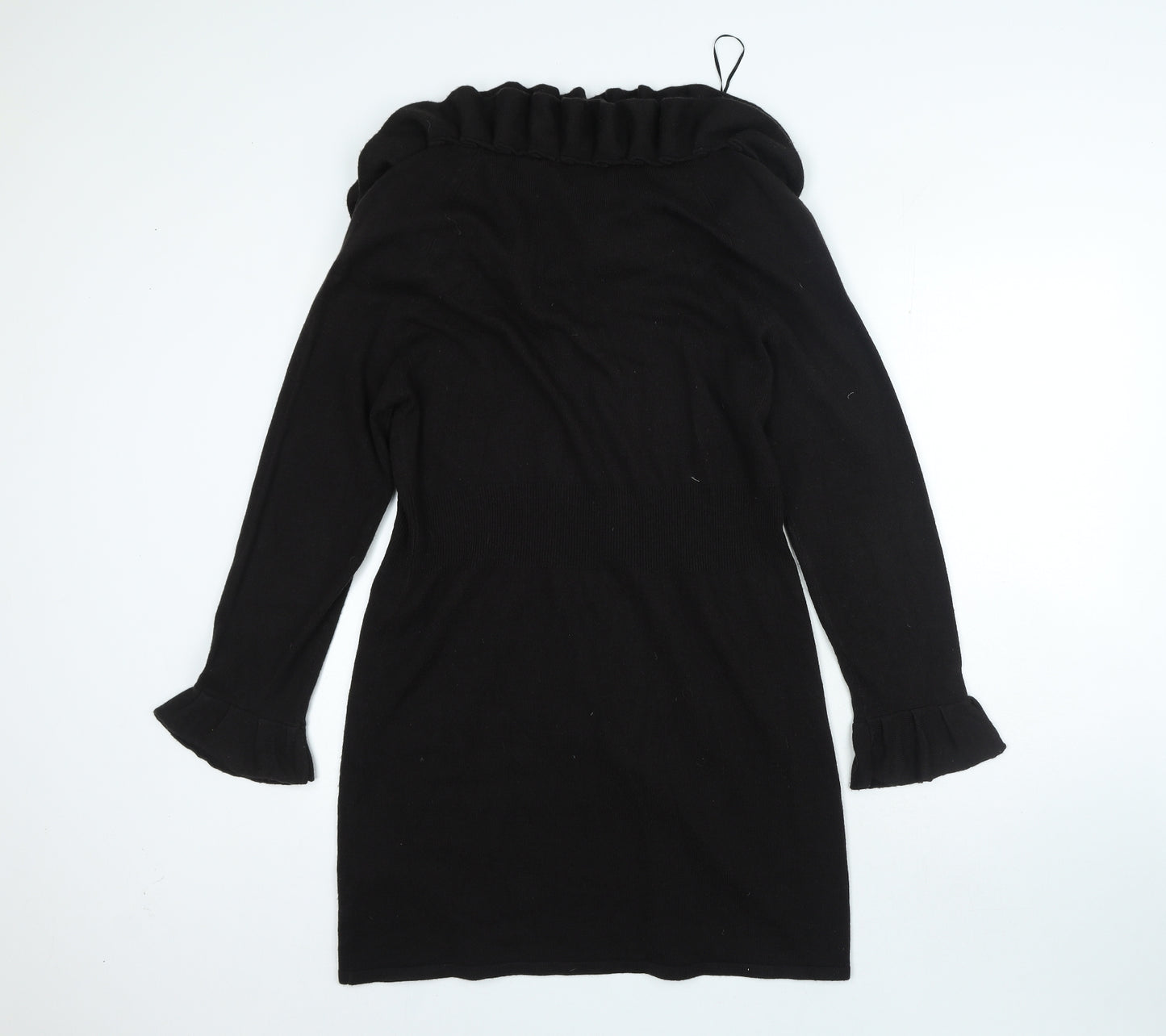 Per Una Womens Black V-Neck Acrylic Cardigan Jumper Size 16