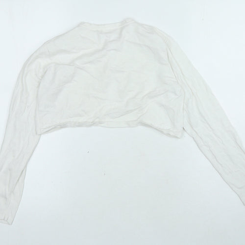 NEXT Girls White Round Neck Houndstooth Cotton Cardigan Jumper