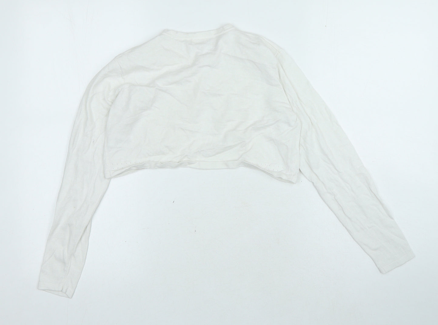 NEXT Girls White Round Neck Houndstooth Cotton Cardigan Jumper