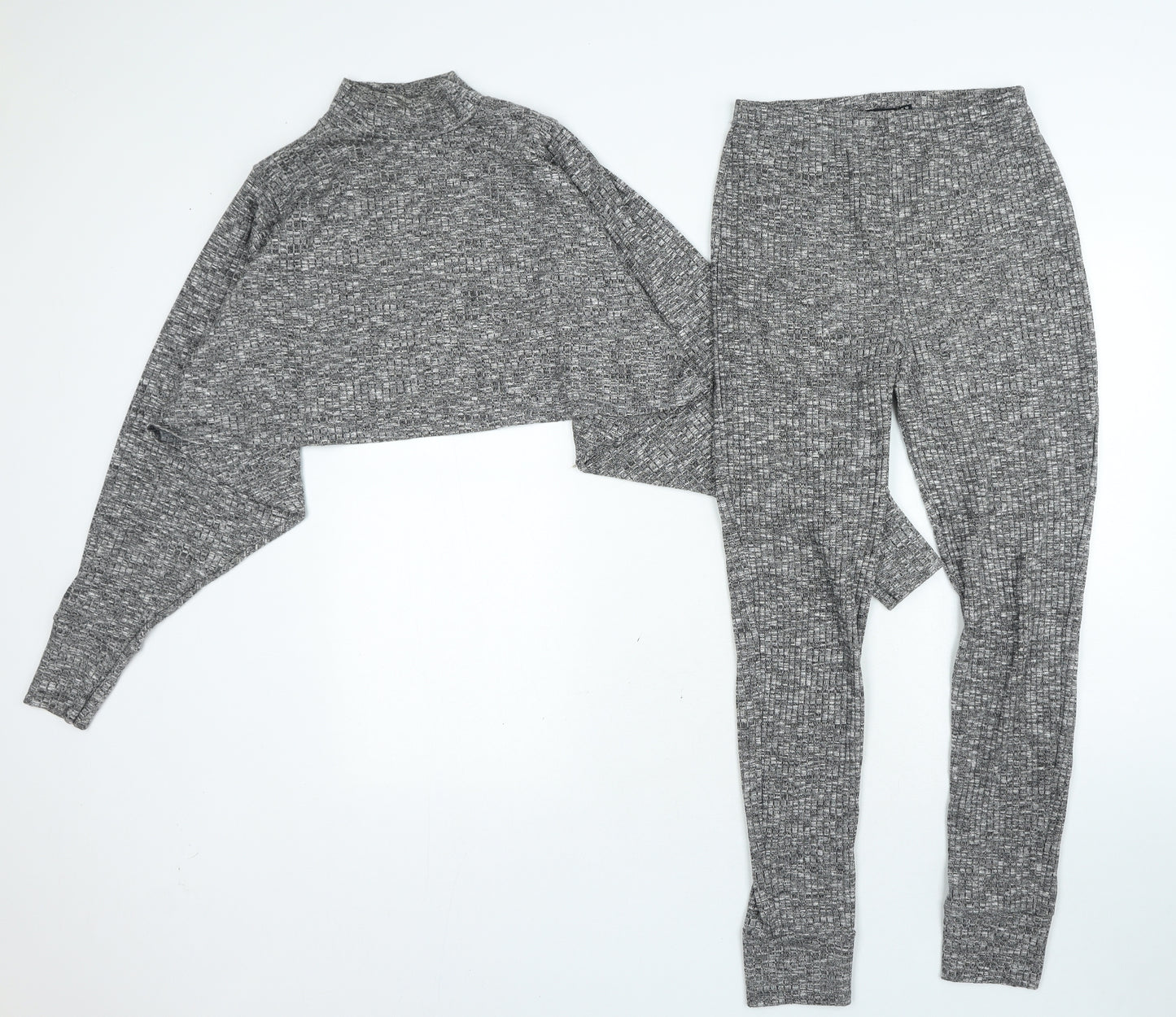 Boohoo Womens Grey Polyester Basic T-Shirt Size 10 Crew Neck - Two Piece