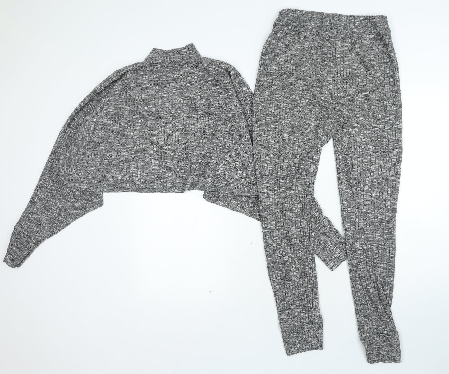 Boohoo Womens Grey Polyester Basic T-Shirt Size 10 Crew Neck - Two Piece