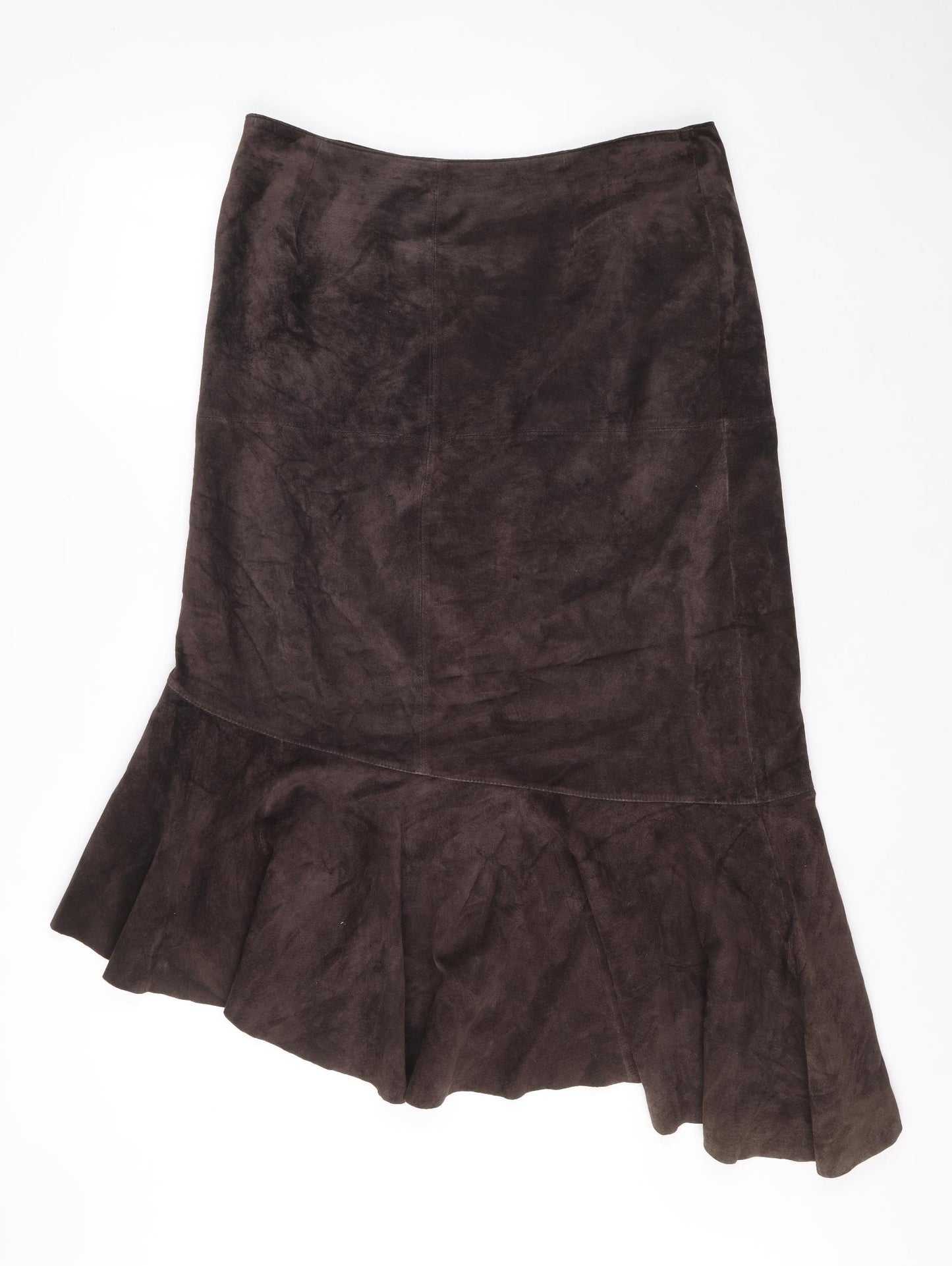 Monsoon Womens Brown Leather A-Line Skirt Size 16 Zip