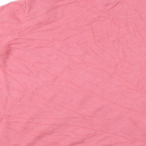 Love Knitwear Womens Pink Round Neck Geometric Viscose Pullover Jumper Size 14 - Hearts