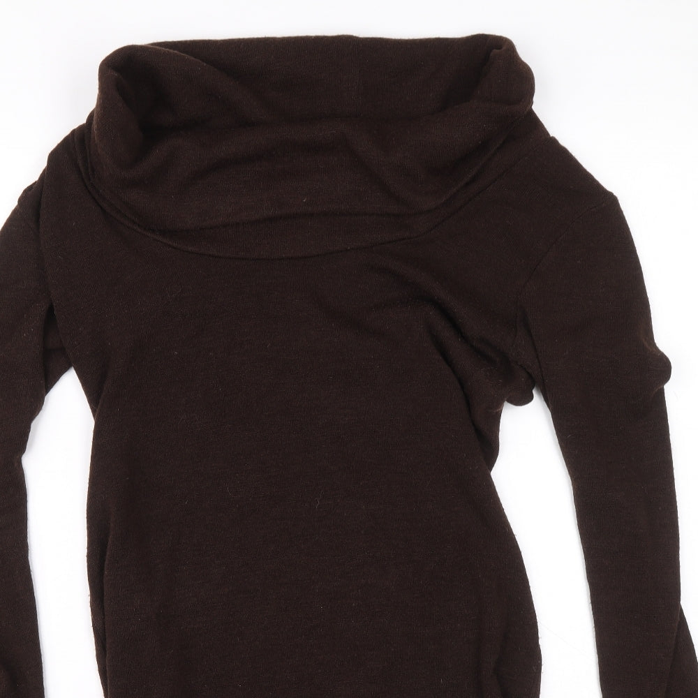 Pattyboutik Womens Brown Cotton Jumper Dress Size M Roll Neck Pullover