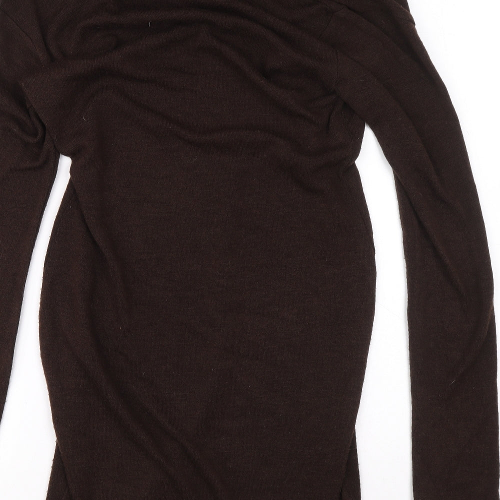 Pattyboutik Womens Brown Cotton Jumper Dress Size M Roll Neck Pullover