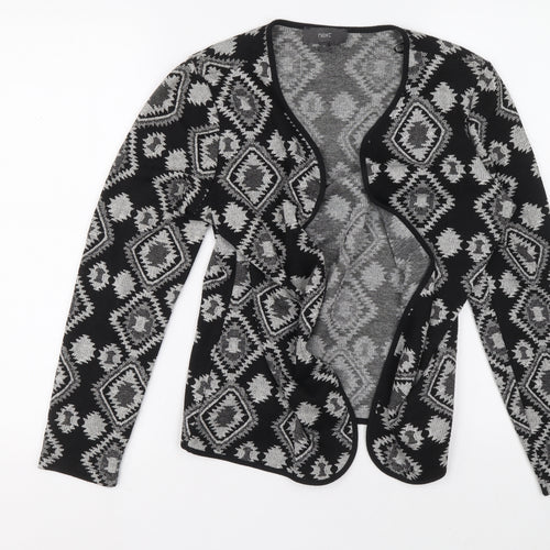 NEXT Womens Black Geometric Polyester Cardigan Jumper Size 12