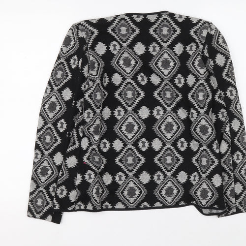 NEXT Womens Black Geometric Polyester Cardigan Jumper Size 12