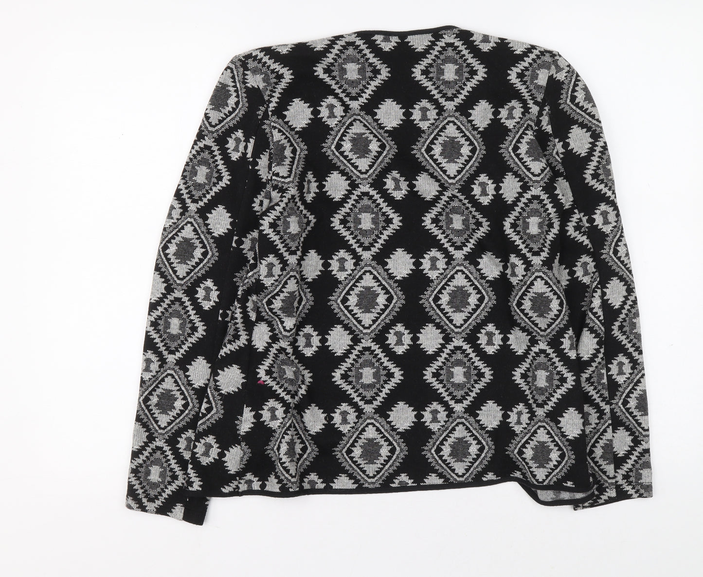 NEXT Womens Black Geometric Polyester Cardigan Jumper Size 12