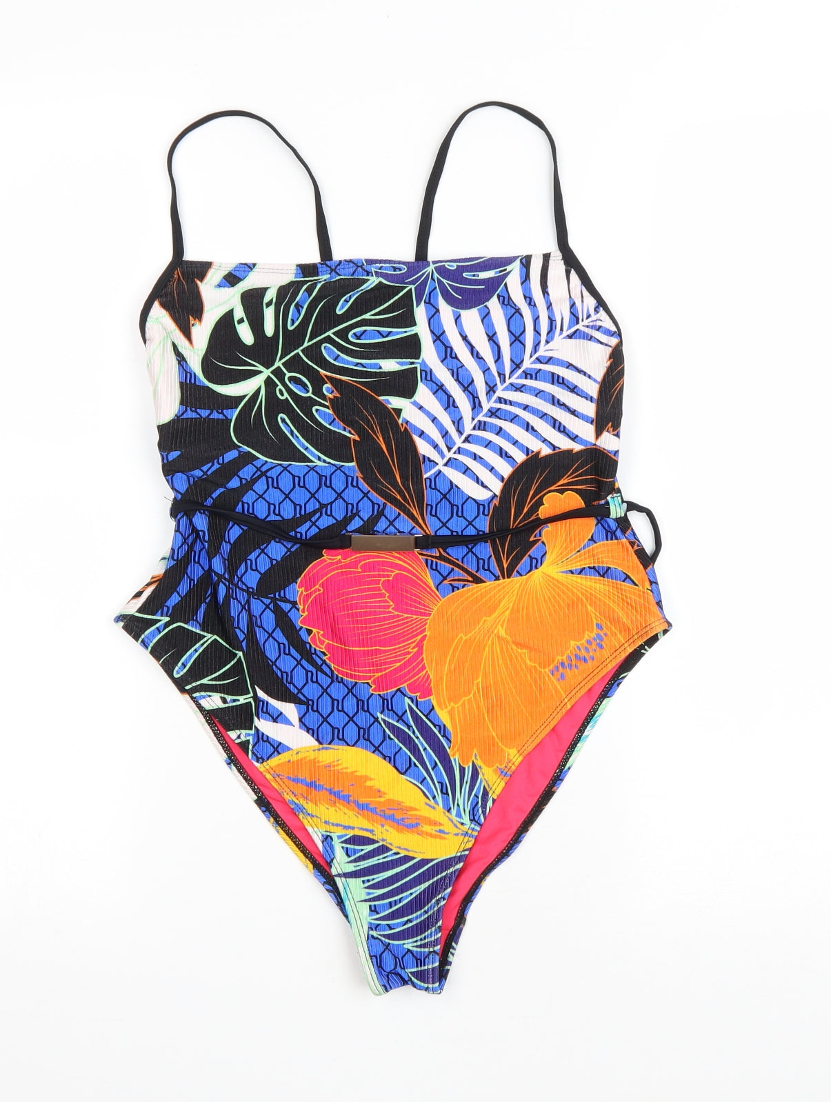 River Island Womens Multicoloured Floral Polyamide One Piece Size 14