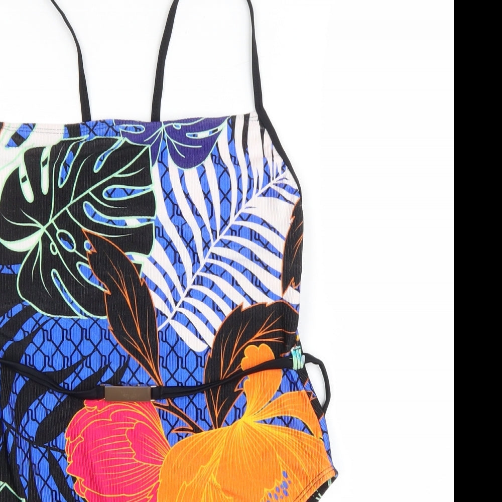 River Island Womens Multicoloured Floral Polyamide One Piece Size 14