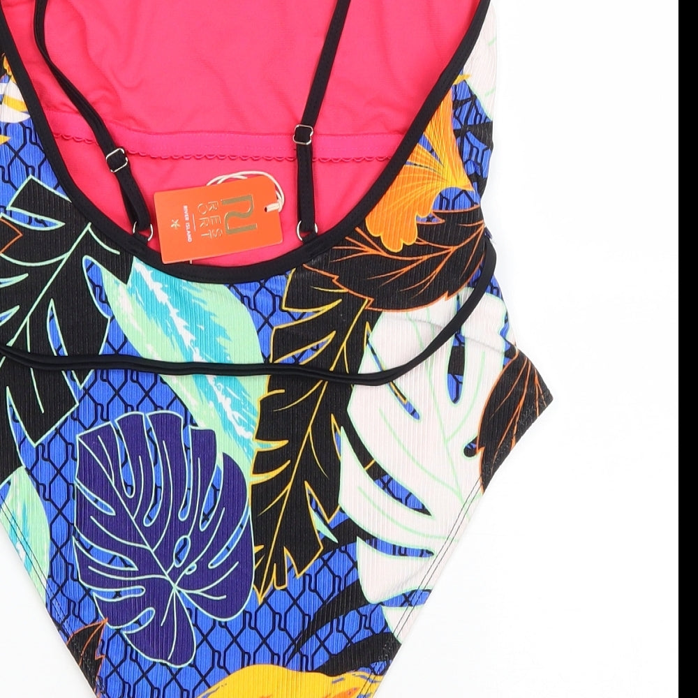 River Island Womens Multicoloured Floral Polyamide One Piece Size 14