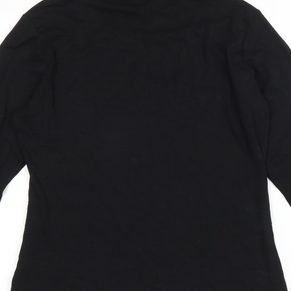 M&Co Womens Black Polyester Basic T-Shirt Size 16 Roll Neck