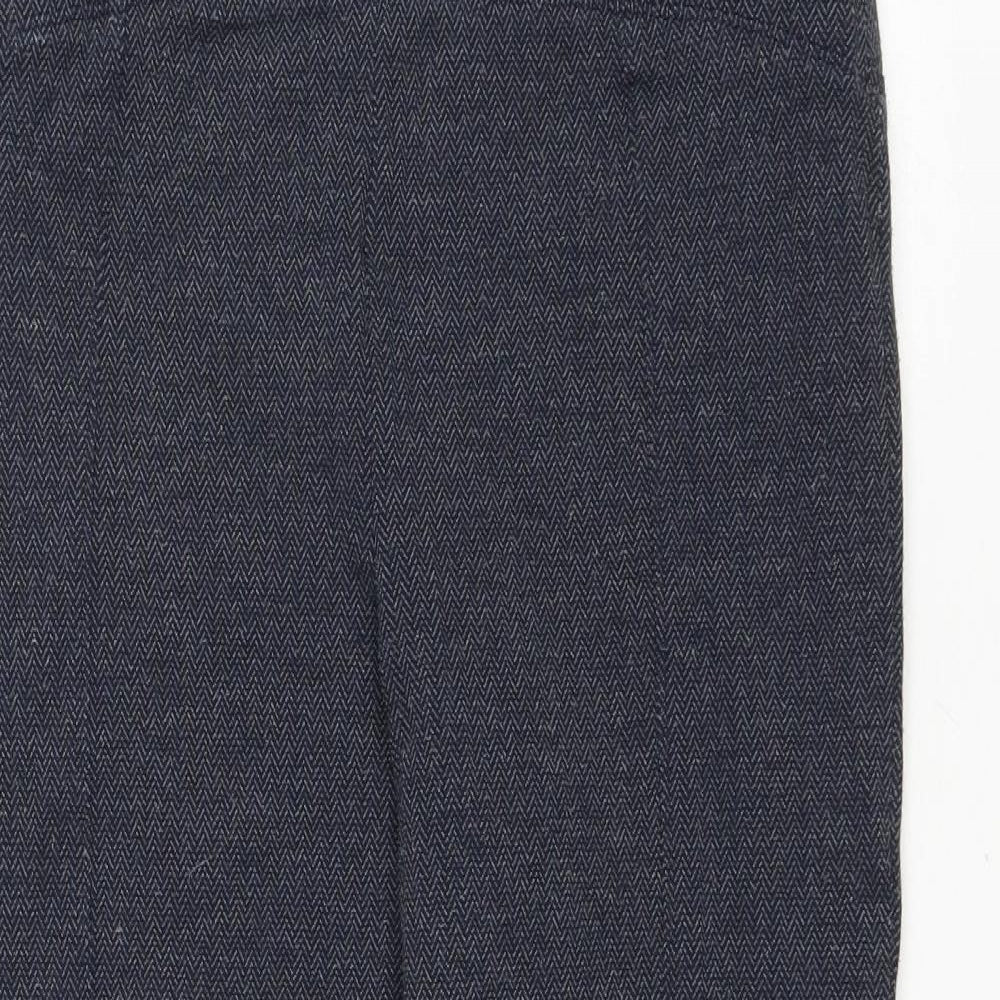 Marks and Spencer Womens Blue Herringbone Viscose Jegging Trousers Size 14 L25 in Regular Drawstring