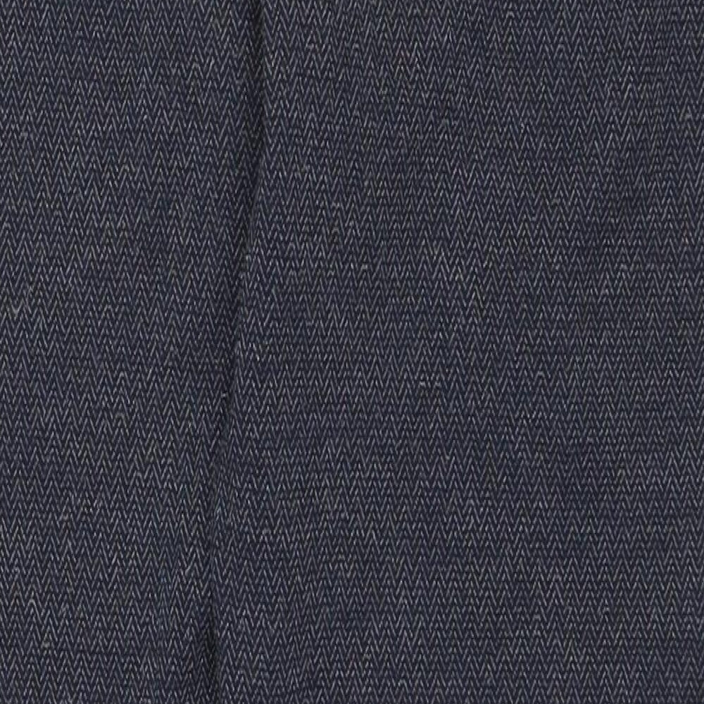 Marks and Spencer Womens Blue Herringbone Viscose Jegging Trousers Size 14 L25 in Regular Drawstring