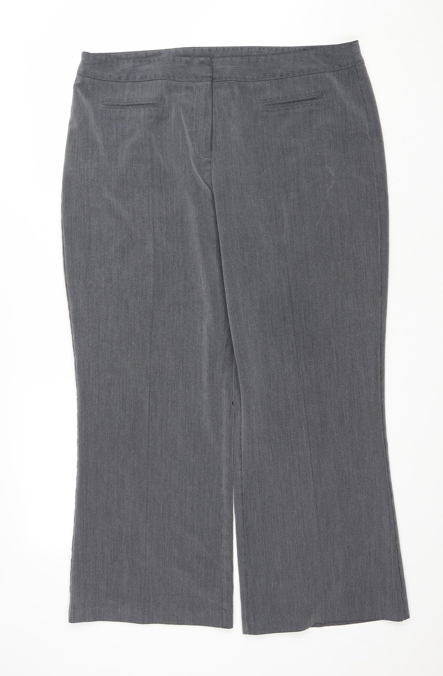 Mia Moda Womens Grey Polyester Cropped Trousers Size 18 L26.5 in Regular Zip