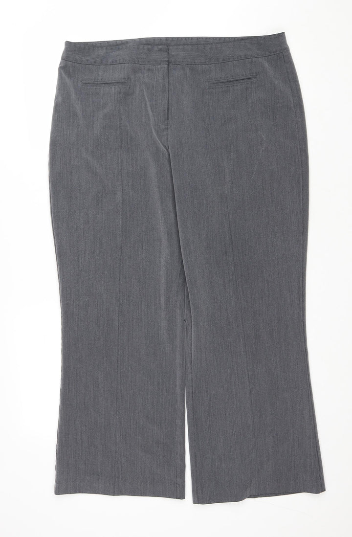 Mia Moda Womens Grey Polyester Cropped Trousers Size 18 L26.5 in Regular Zip