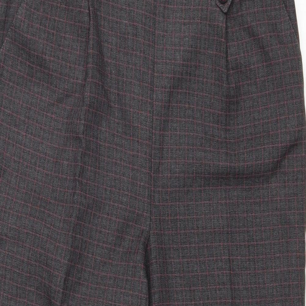 Bonmarché Womens Grey Plaid Polyester Trousers Size 14 L24 in Regular Drawstring