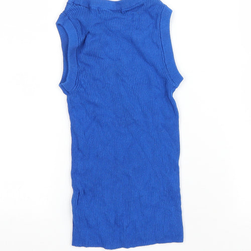 Marks and Spencer Womens Blue Round Neck Viscose Vest Jumper Size 6