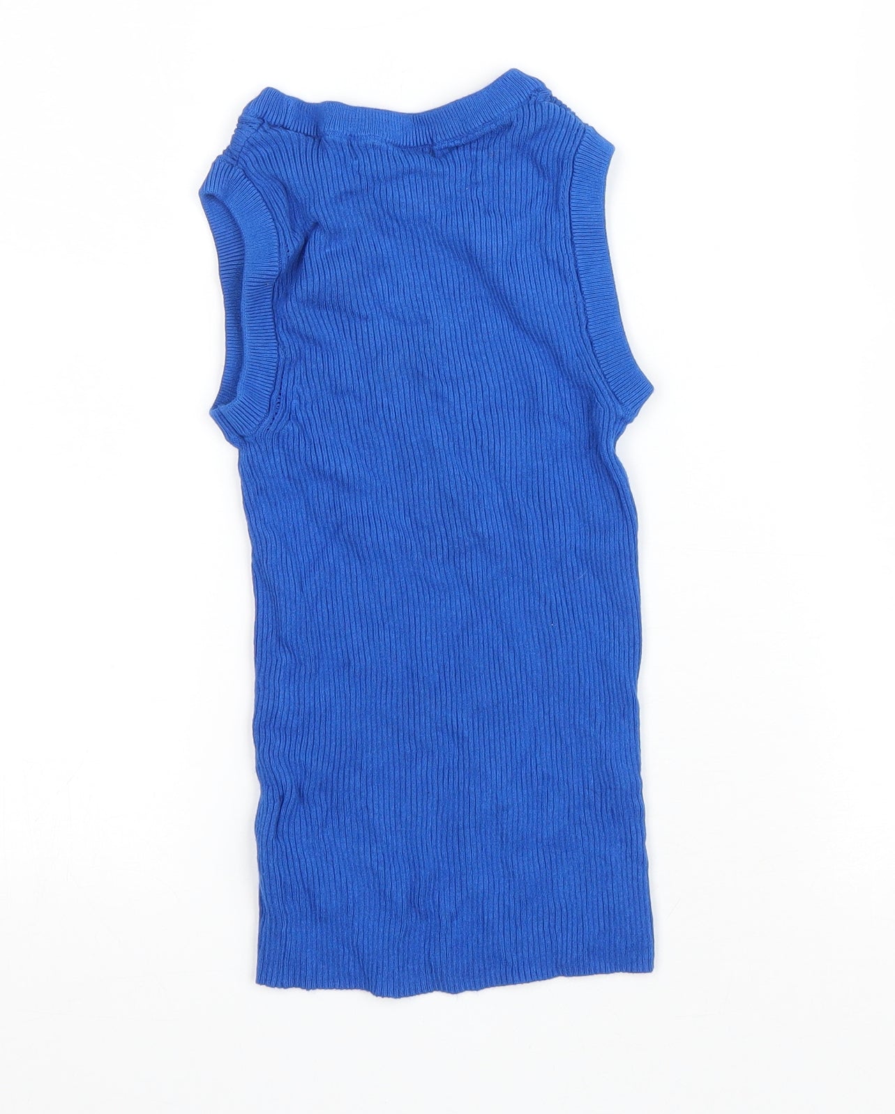 Marks and Spencer Womens Blue Round Neck Viscose Vest Jumper Size 6