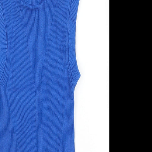 Marks and Spencer Womens Blue Round Neck Viscose Vest Jumper Size 6