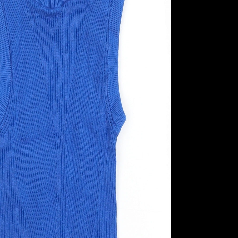 Marks and Spencer Womens Blue Round Neck Viscose Vest Jumper Size 6