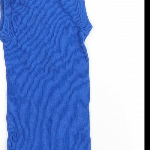 Marks and Spencer Womens Blue Round Neck Viscose Vest Jumper Size 6