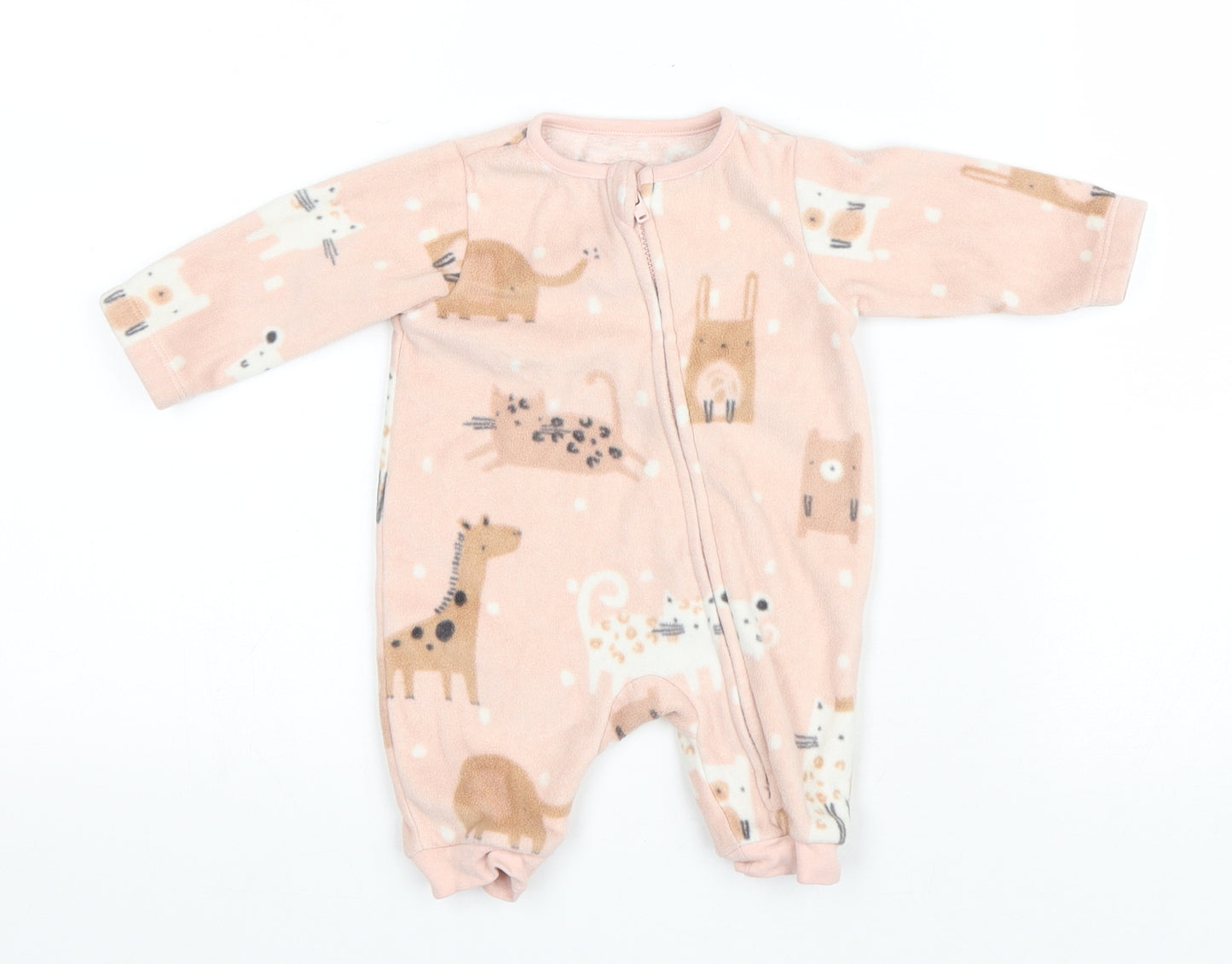 George Baby Pink Geometric Polyester Capri One Piece Size Newborn Zip - Animals Print