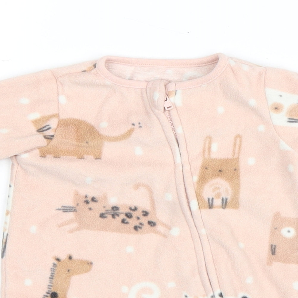 George Baby Pink Geometric Polyester Capri One Piece Size Newborn Zip - Animals Print