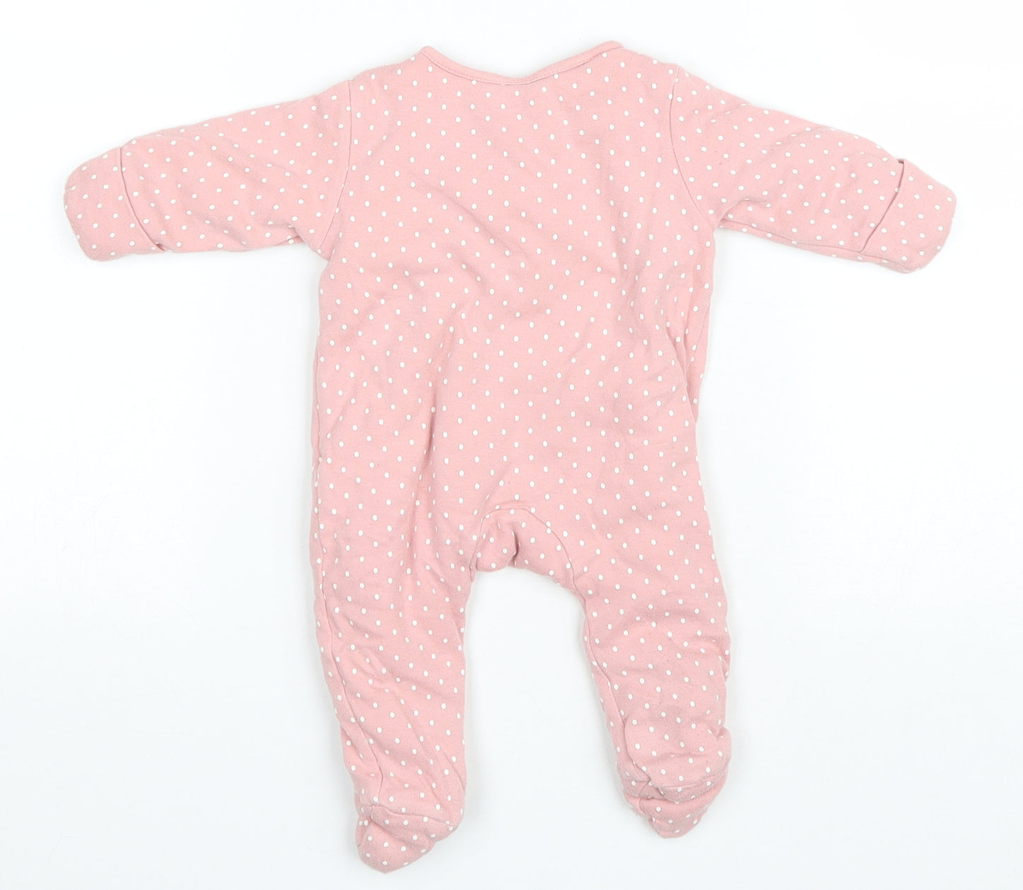 Primark Baby Pink Polka Dot Cotton Coverall One-Piece Size 0-3 Months Snap - Happy Little Friends