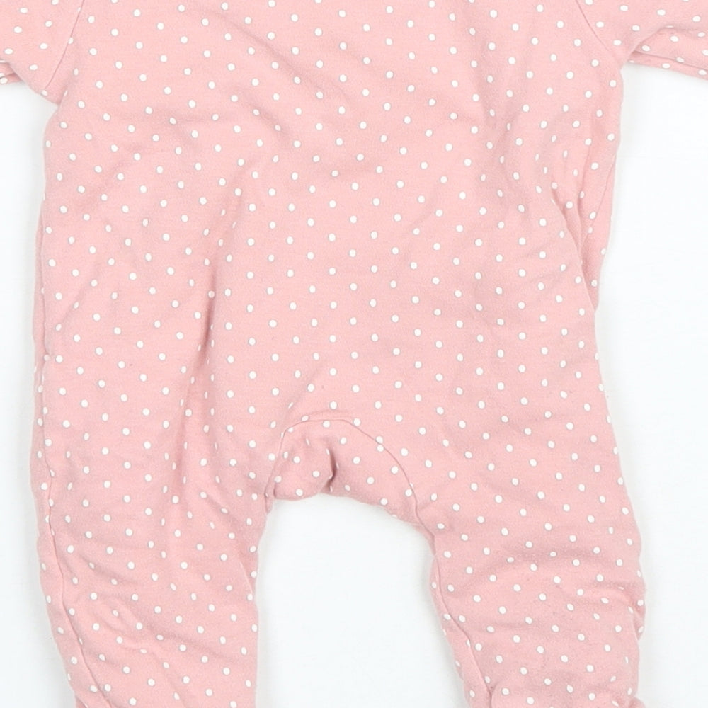Primark Baby Pink Polka Dot Cotton Coverall One-Piece Size 0-3 Months Snap - Happy Little Friends