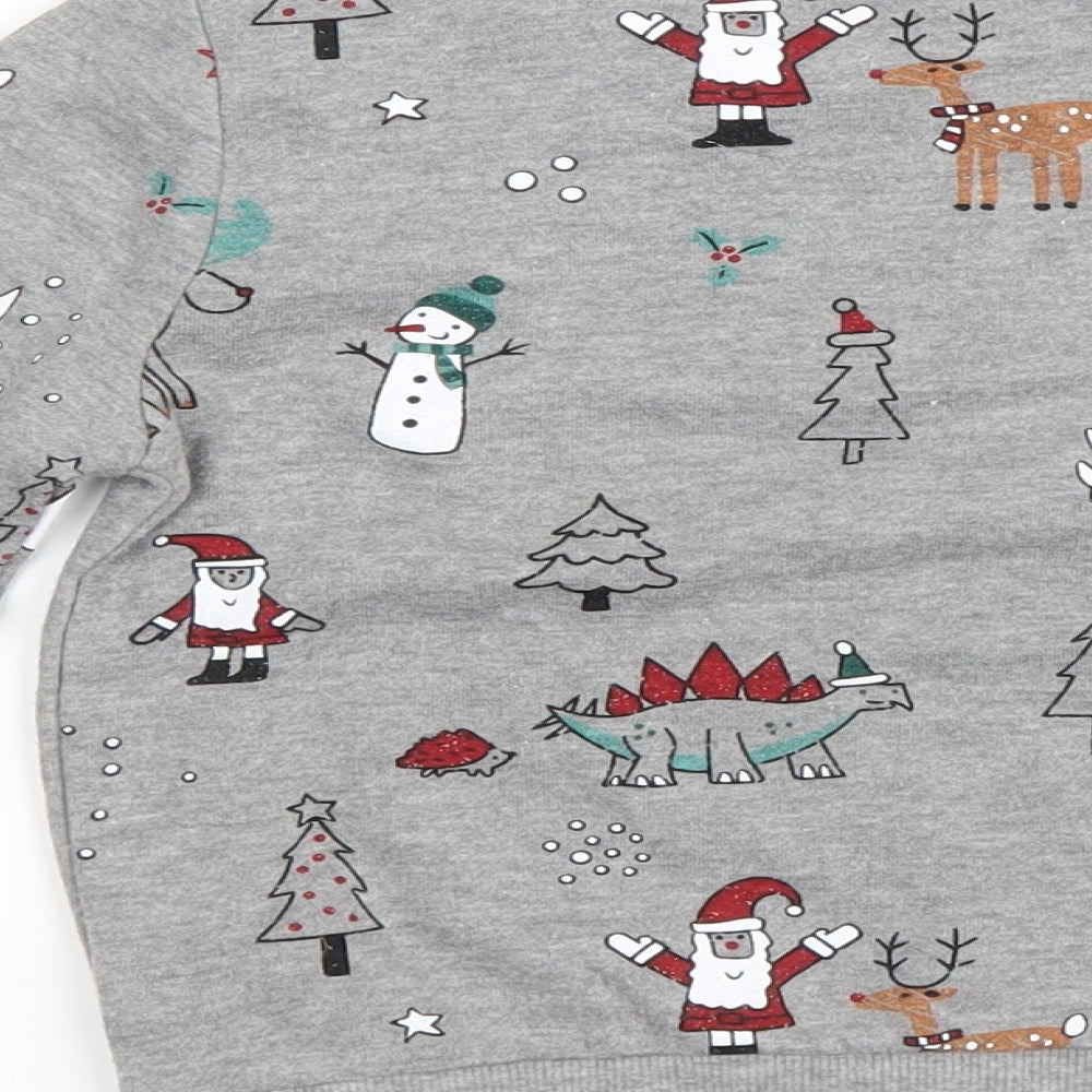 Primark Boys Grey Geometric Cotton Pullover Sweatshirt Size 4-5 Years Pullover - Dinosaur Christmas Jumper