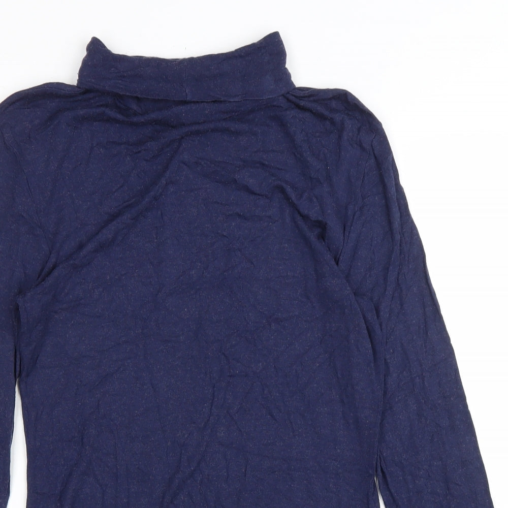 Kaliko Womens Blue Viscose Basic T-Shirt Size 10 Roll Neck
