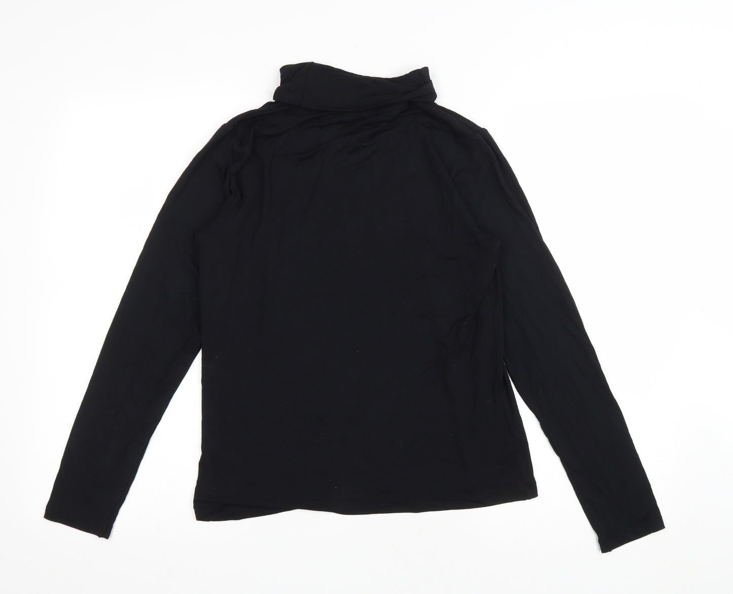 Preworn Womens Black Viscose Basic T-Shirt Size L Roll Neck