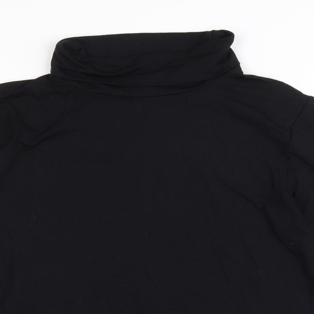 Preworn Womens Black Viscose Basic T-Shirt Size L Roll Neck