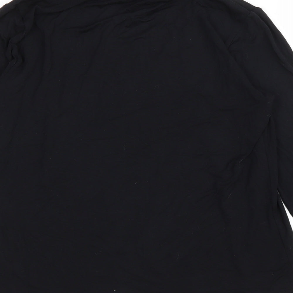 Preworn Womens Black Viscose Basic T-Shirt Size L Roll Neck
