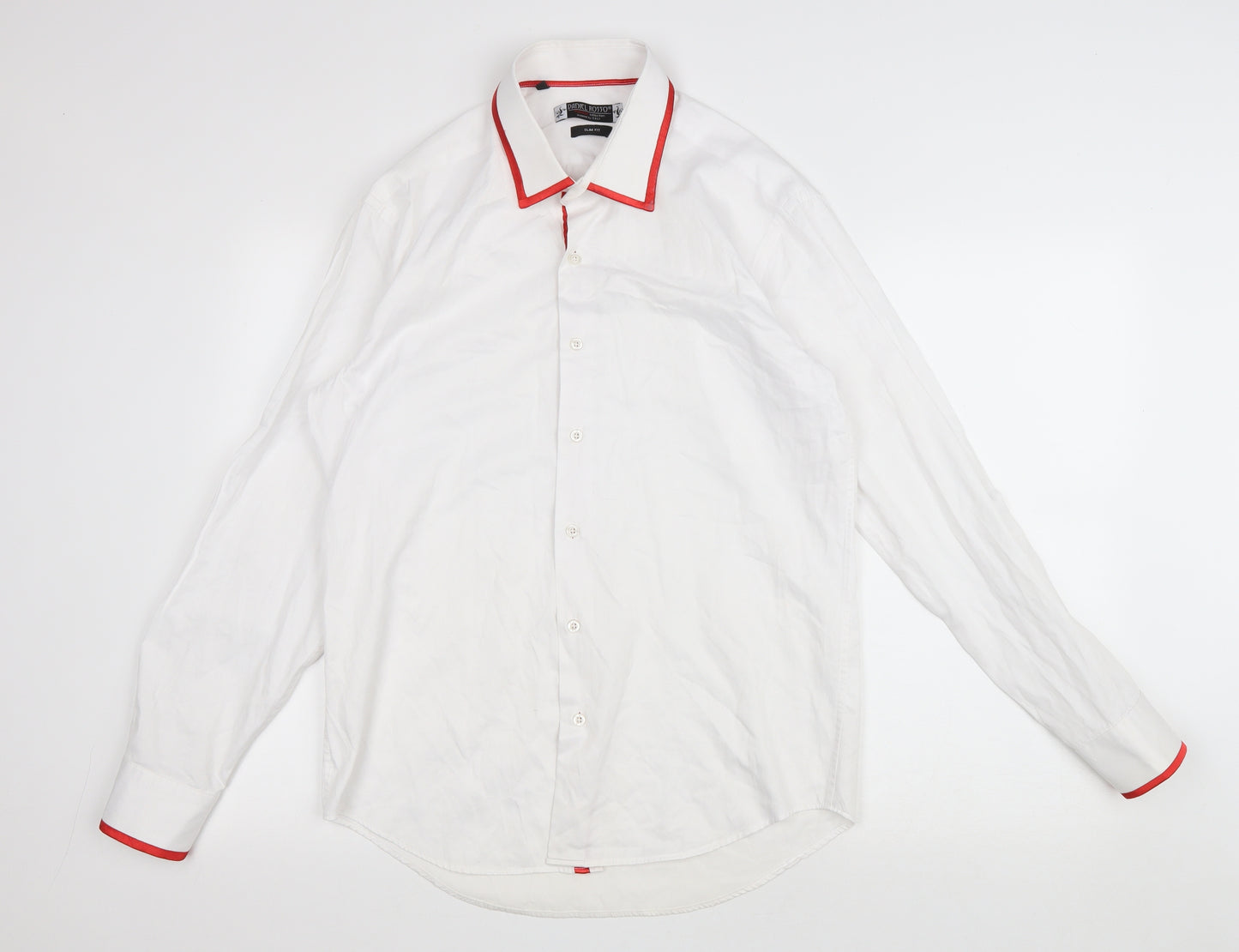 Daniel Rosso Mens White Cotton Dress Shirt Size XL Collared Button