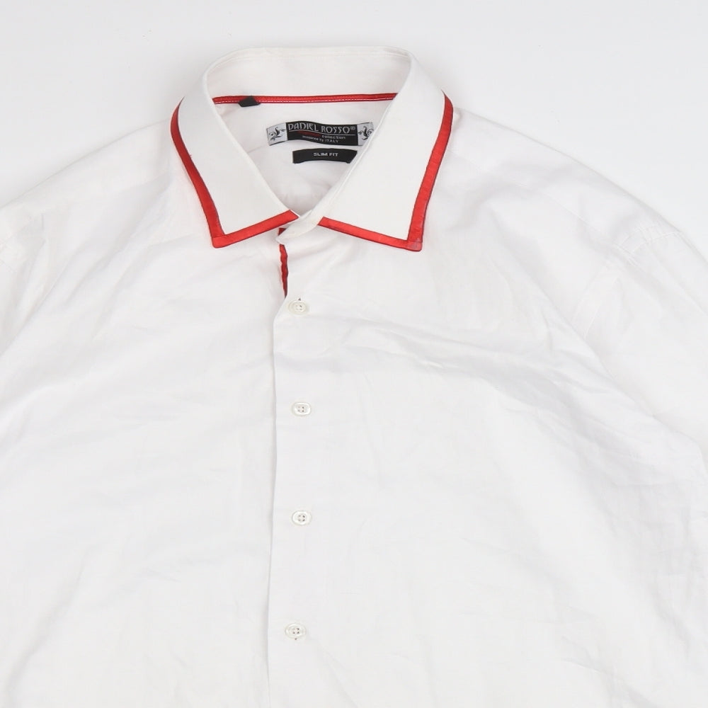 Daniel Rosso Mens White Cotton Dress Shirt Size XL Collared Button