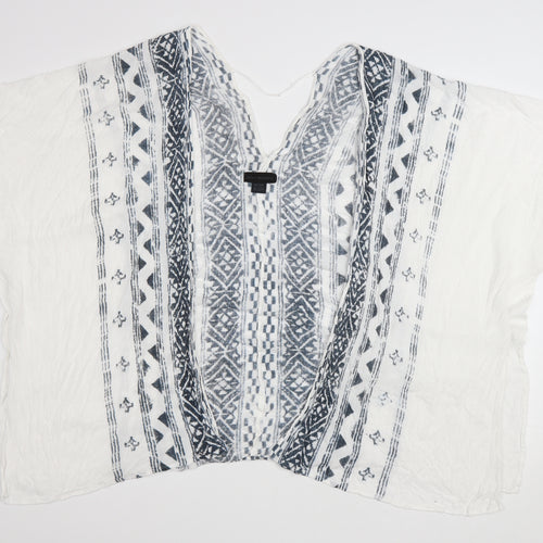 Steve Madden Womens White V-Neck Geometric Rayon Cape Jumper One Size