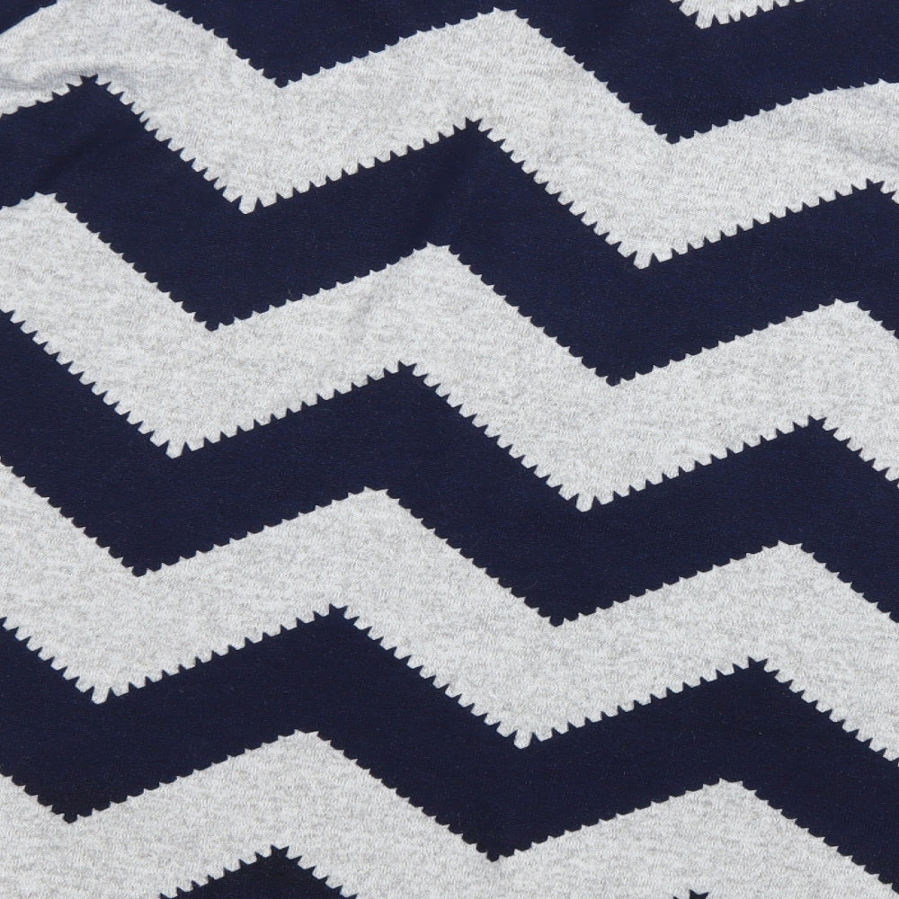 Quiz Womens Blue V-Neck Geometric Polyester Pullover Jumper Size 12 - Zig Zag