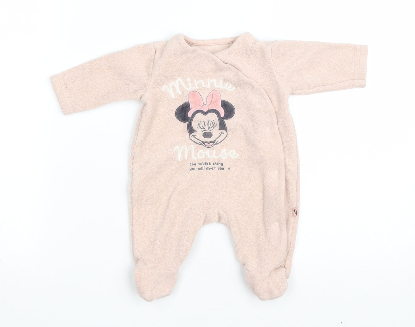 George Baby Pink Solid Polyester Capri One Piece Size 0-3 Months Snap - Minnie Mouse
