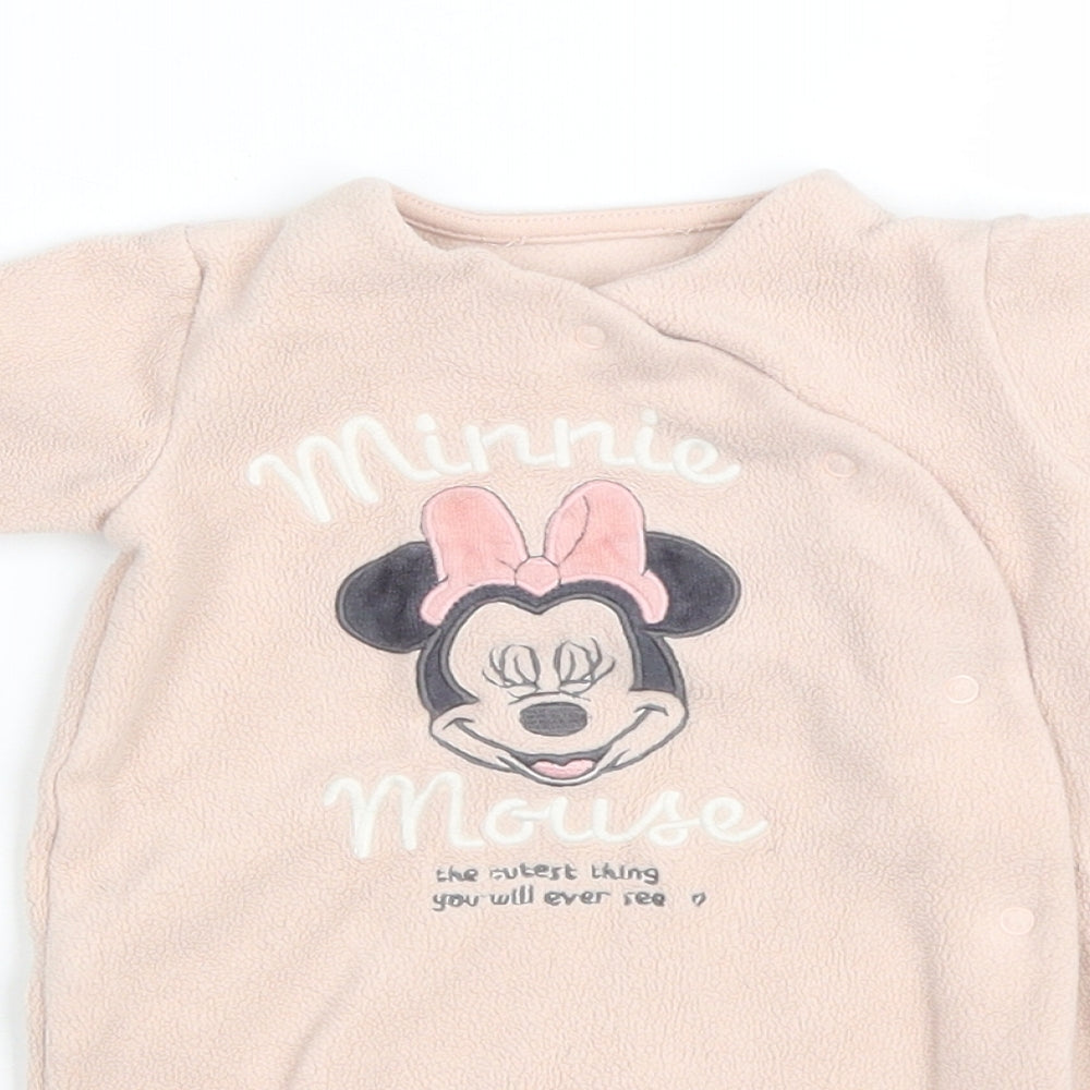 George Baby Pink Solid Polyester Capri One Piece Size 0-3 Months Snap - Minnie Mouse